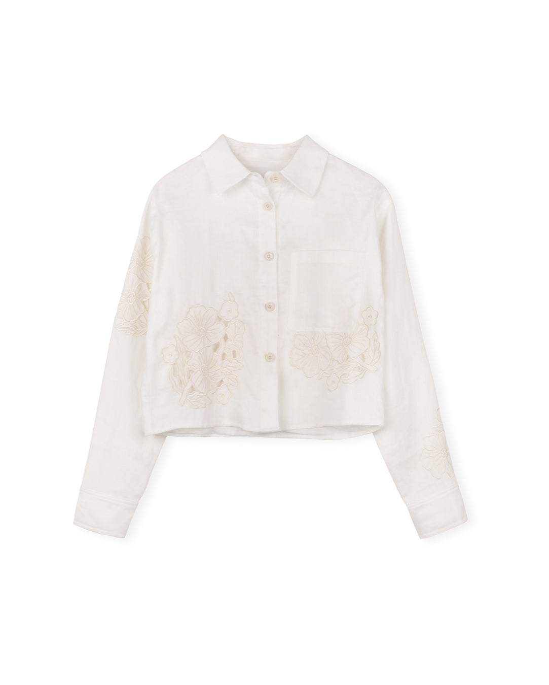 Button Down Eyelet Linen Blouse W-18021