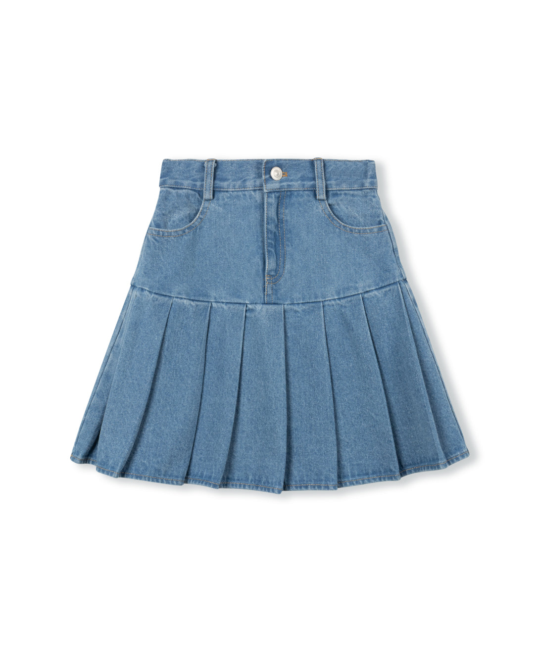 Denim Drop Yolk Pleated Skirt - Junees