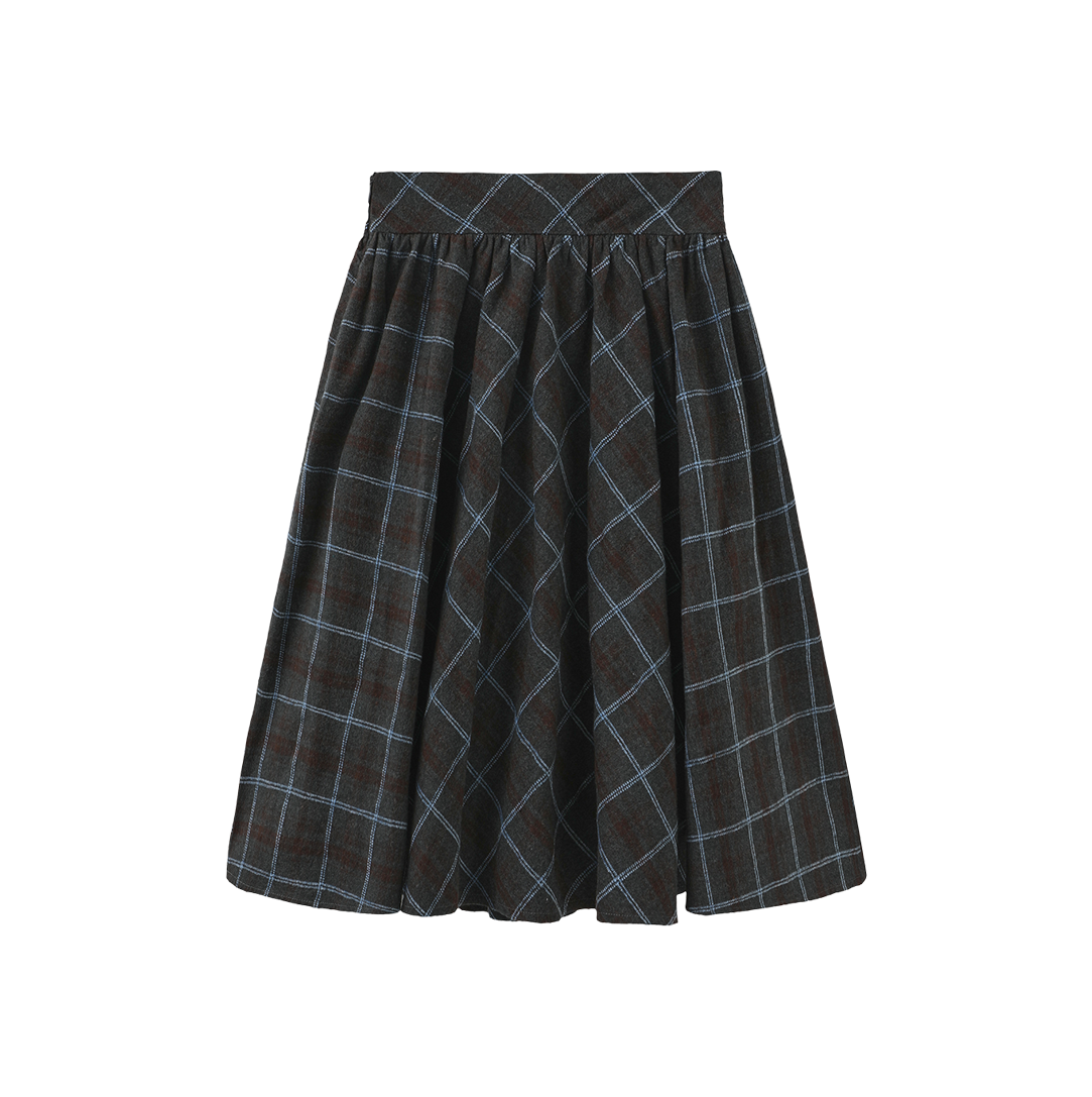 Round Yoke Plaid Skirt