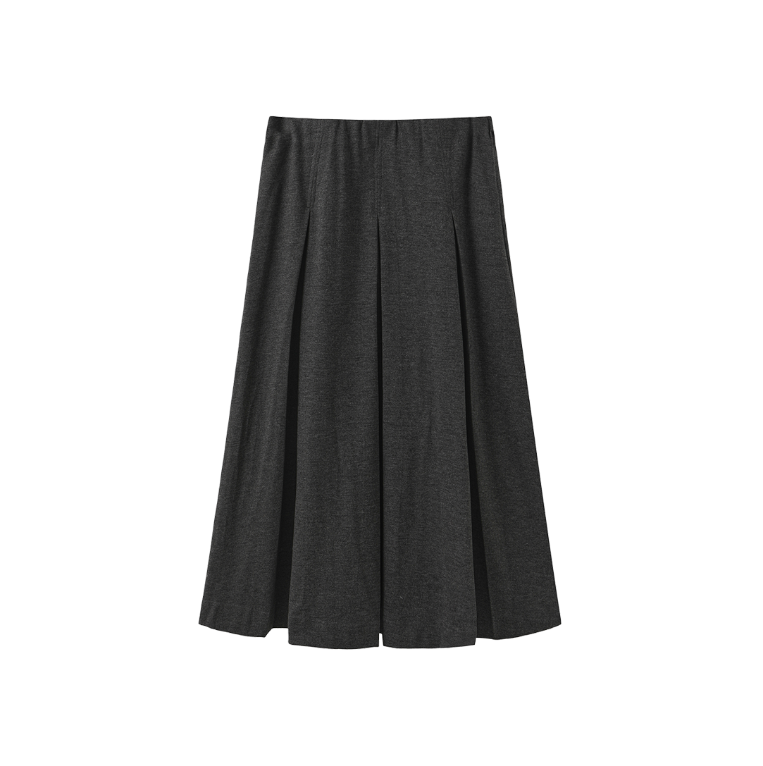 Wool Pleated Midi Skirt