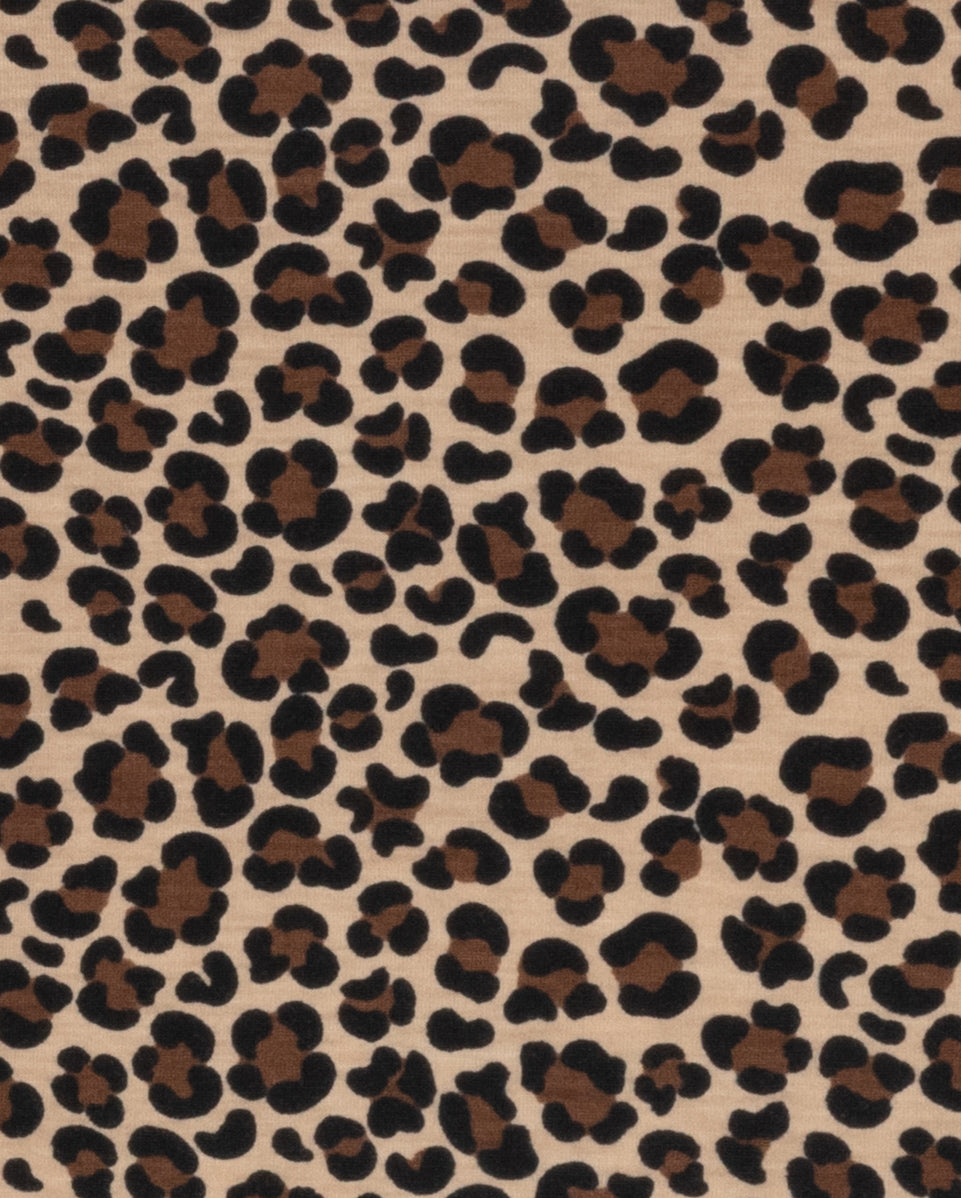 Leopard Printed Fitted Mock Neck C-23338