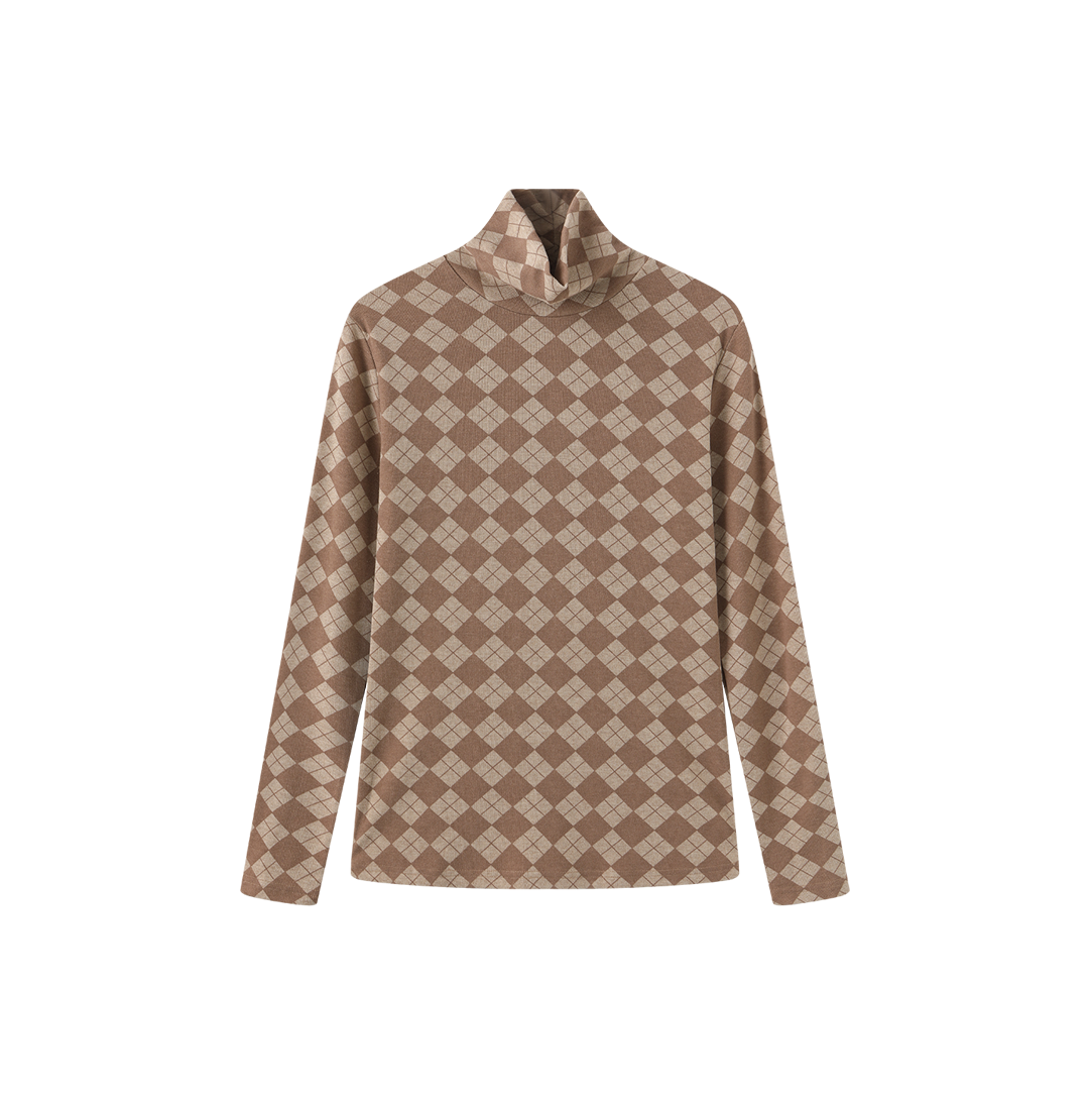 Argyle Print Turtleneck