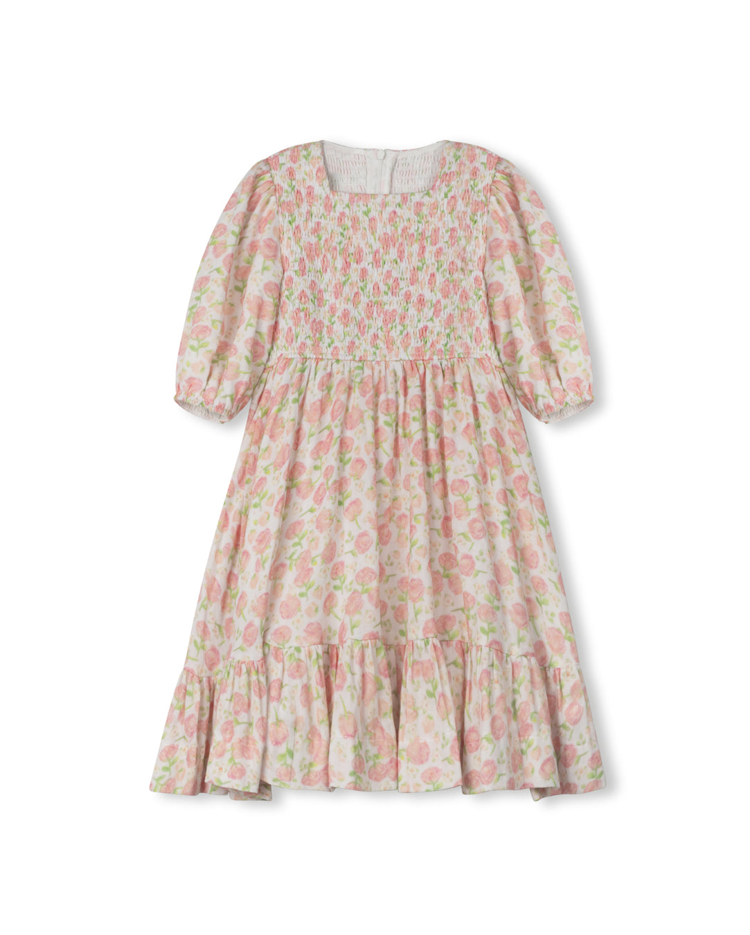 Soft Floral Wide Sleeved Dress