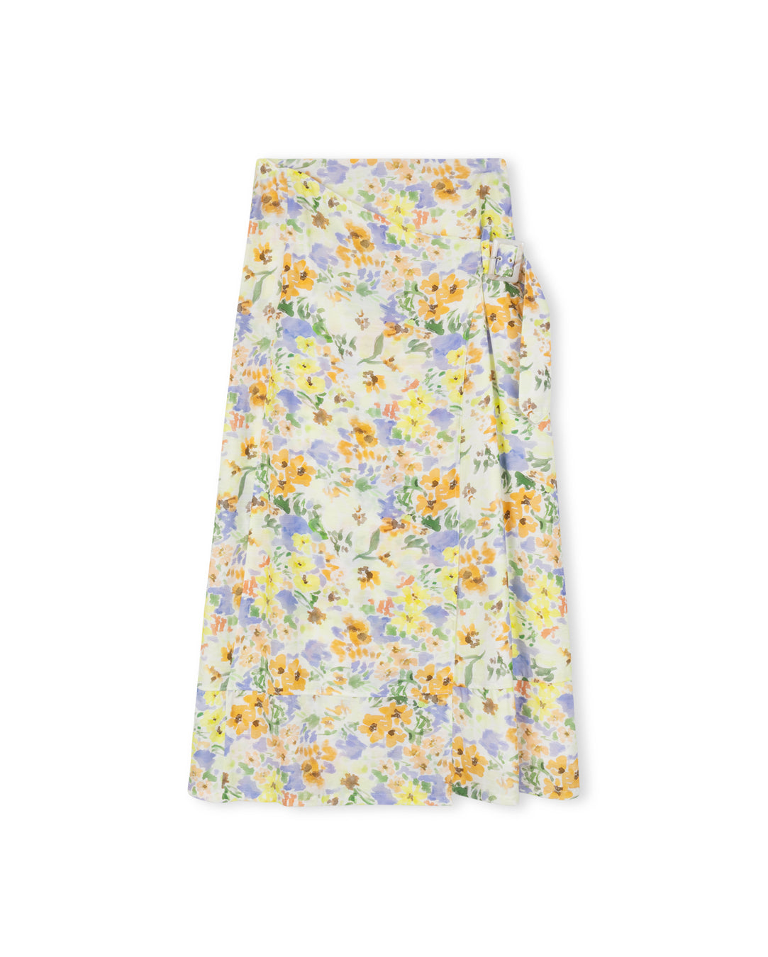 Floral Printed Button Wrap Skirt - Junees