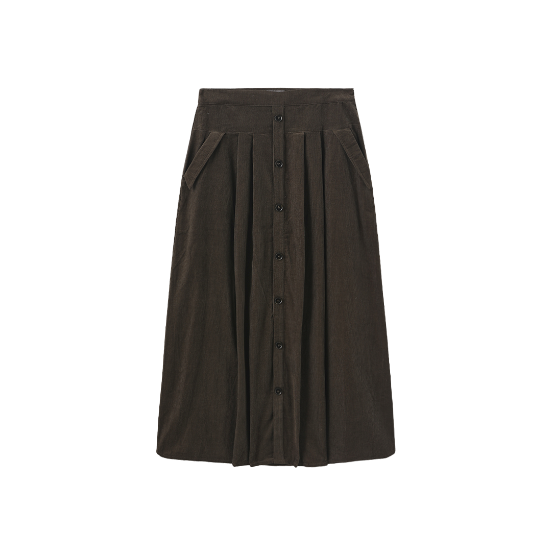 Pocket Detail Corduroy Skirt