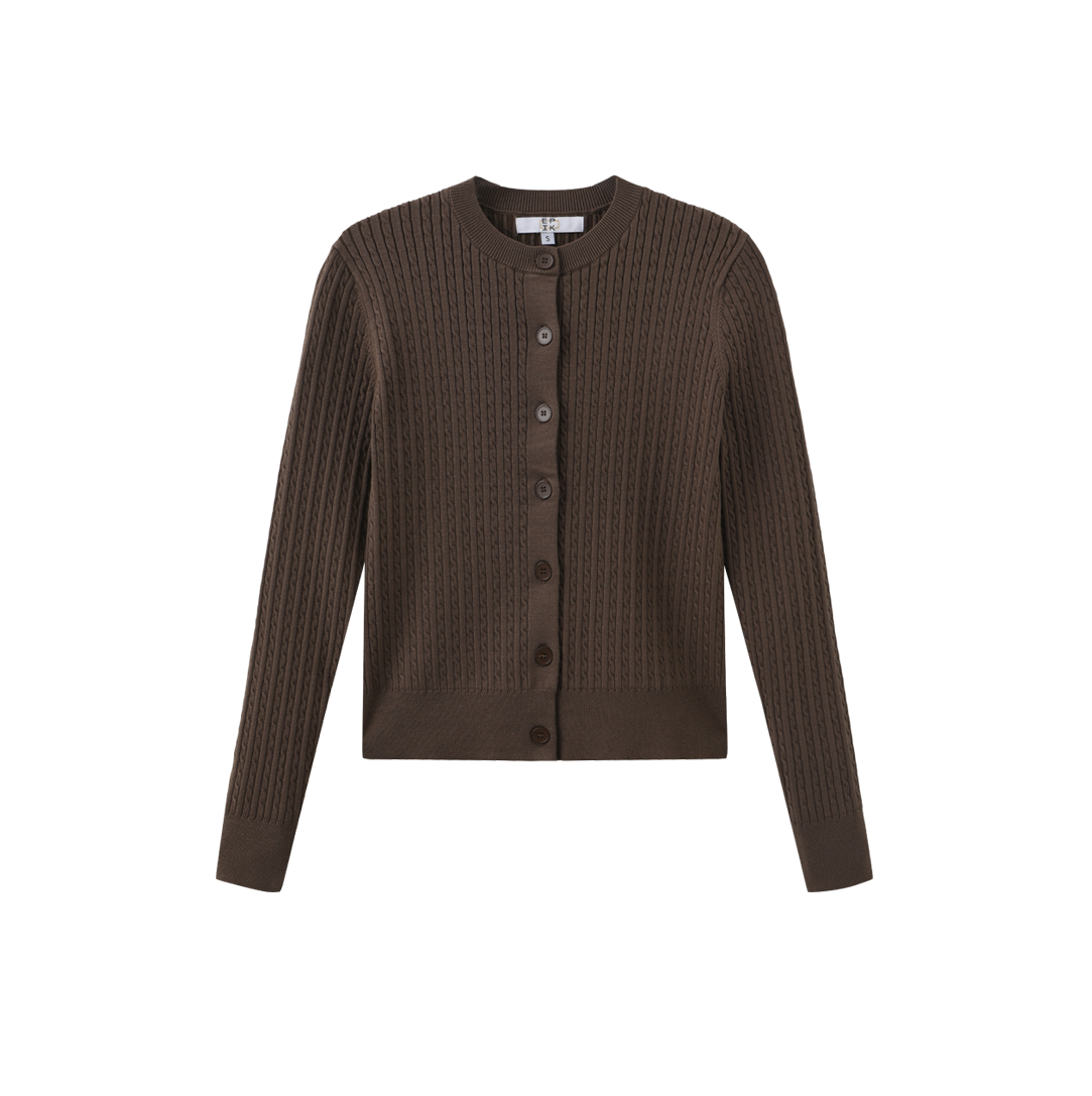 Button Down Cable Knit Cardigan