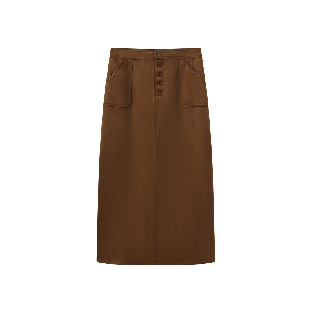 Suede Straight Skirt