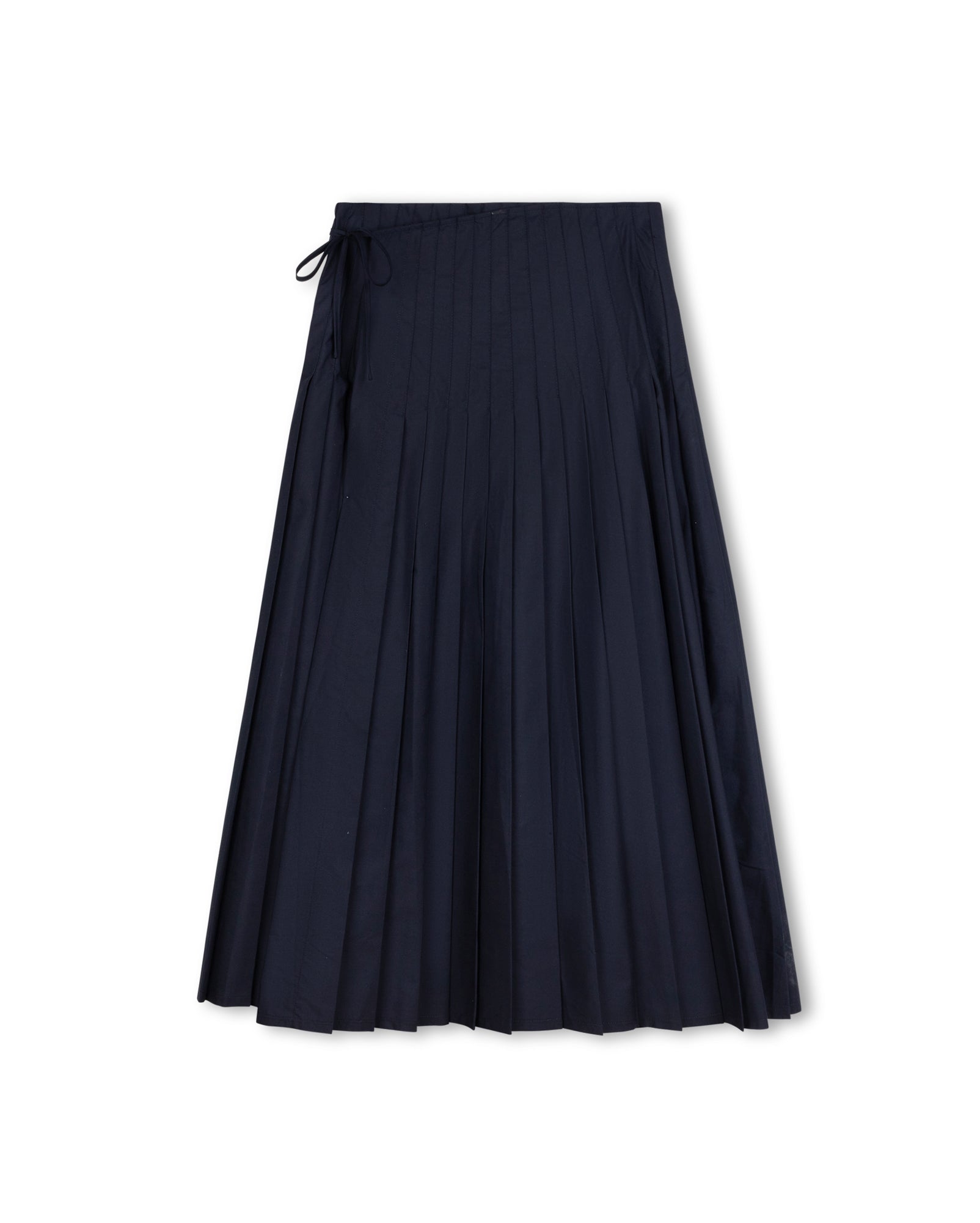 Diagonal Solid Wrap Pleated Skirt - Junees