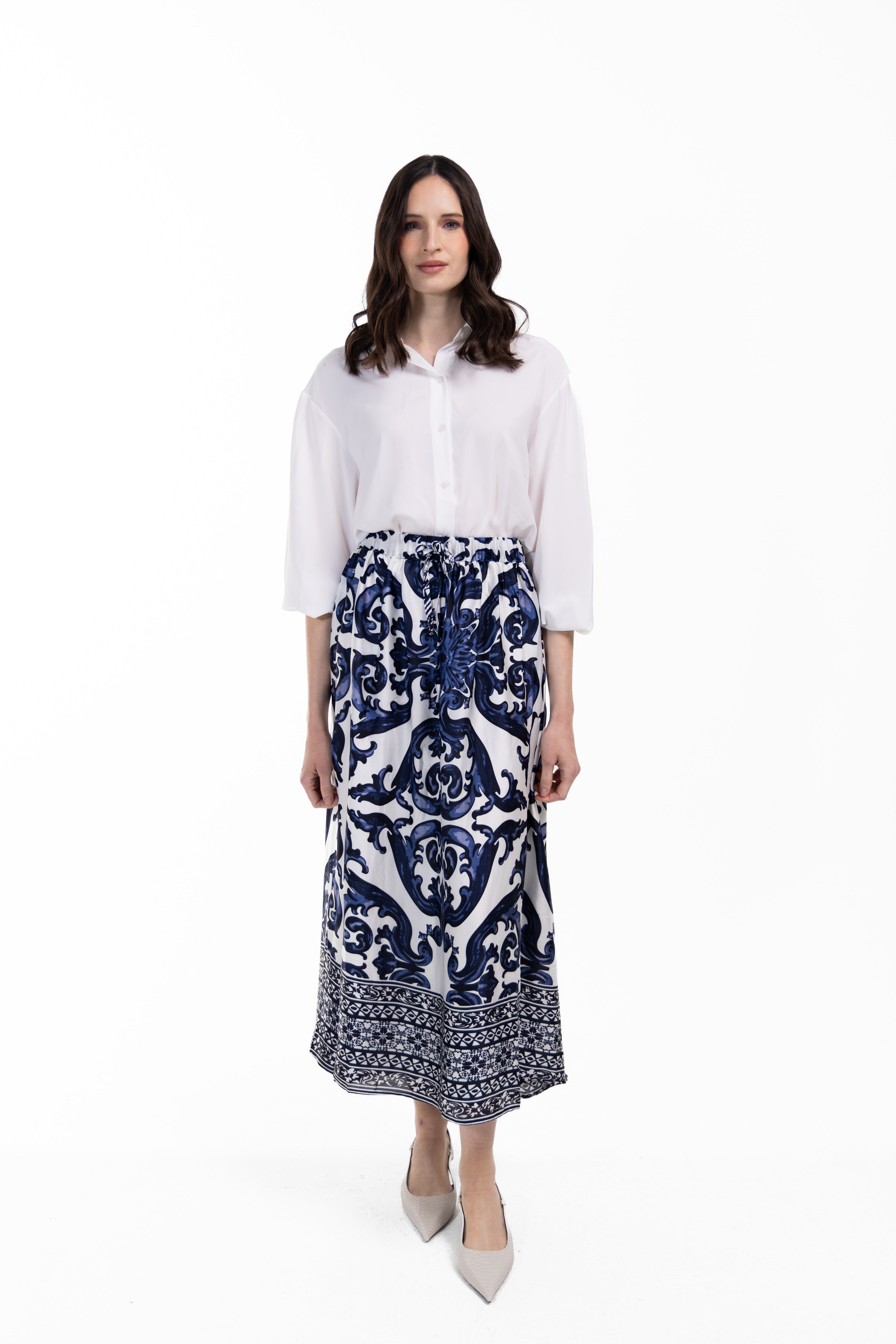 Multi Print Maxi Skirt W-18872