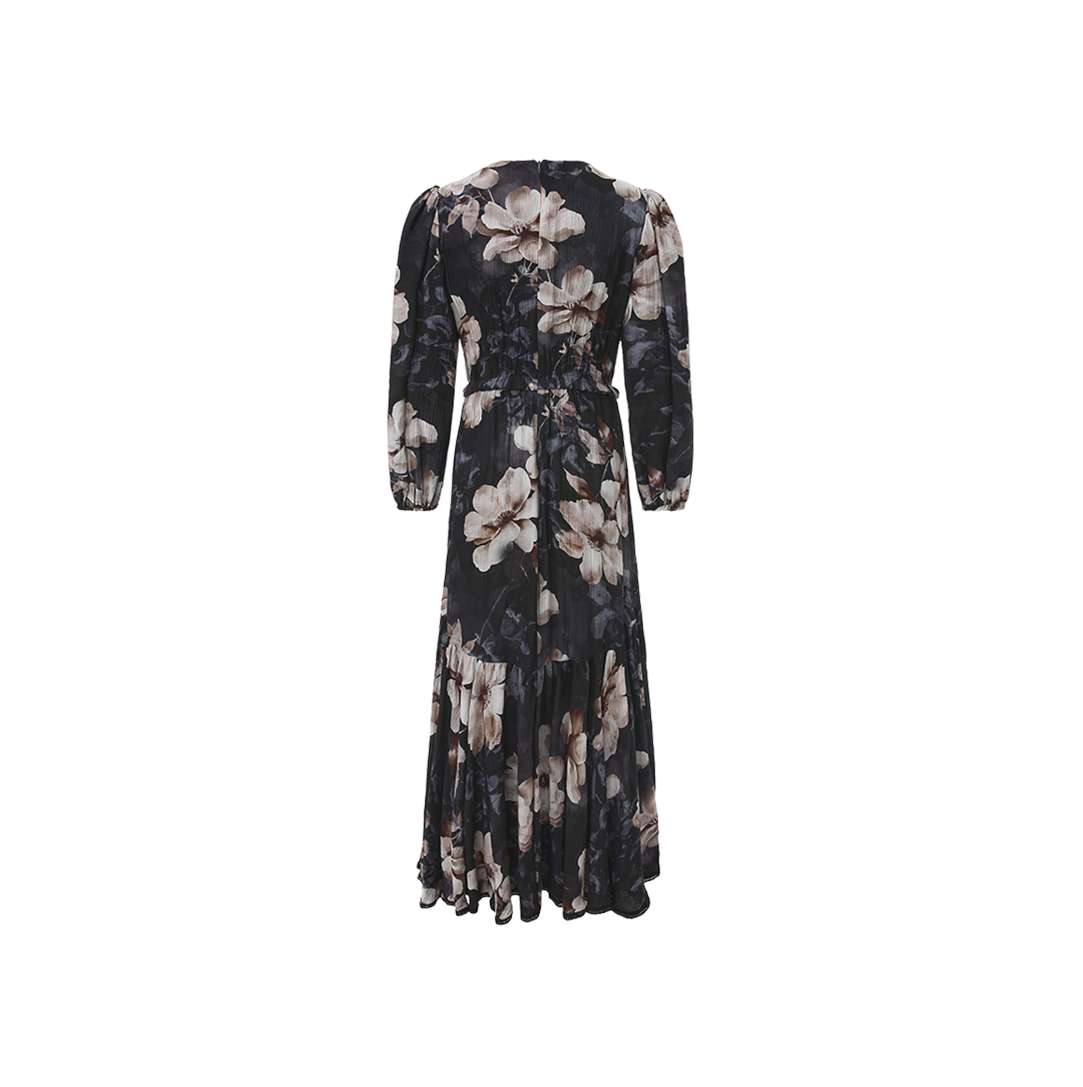Tiered Rounded Seam Floral Dress