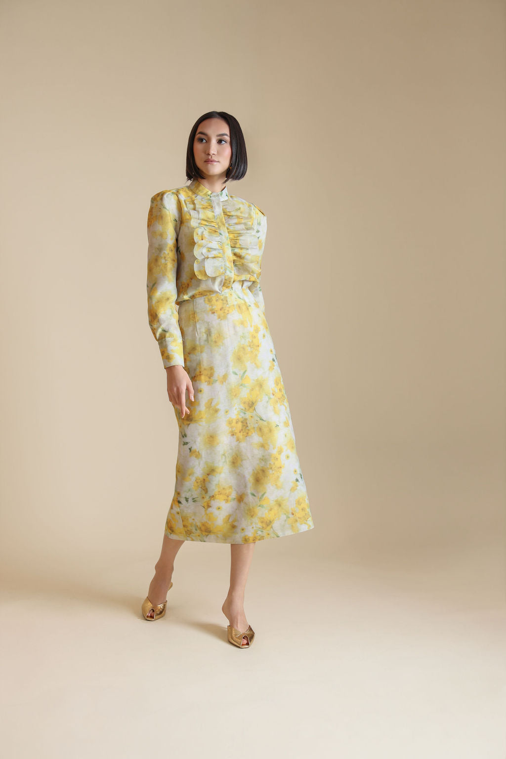 Organza Front Ruffle Blouse - Junees