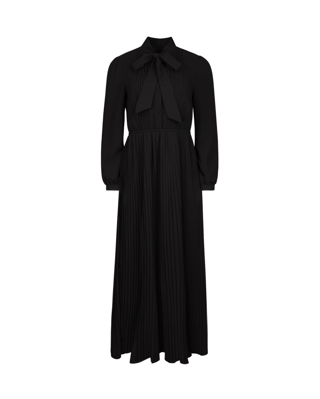 Elastic Waist Tie Neck Dress - Junees