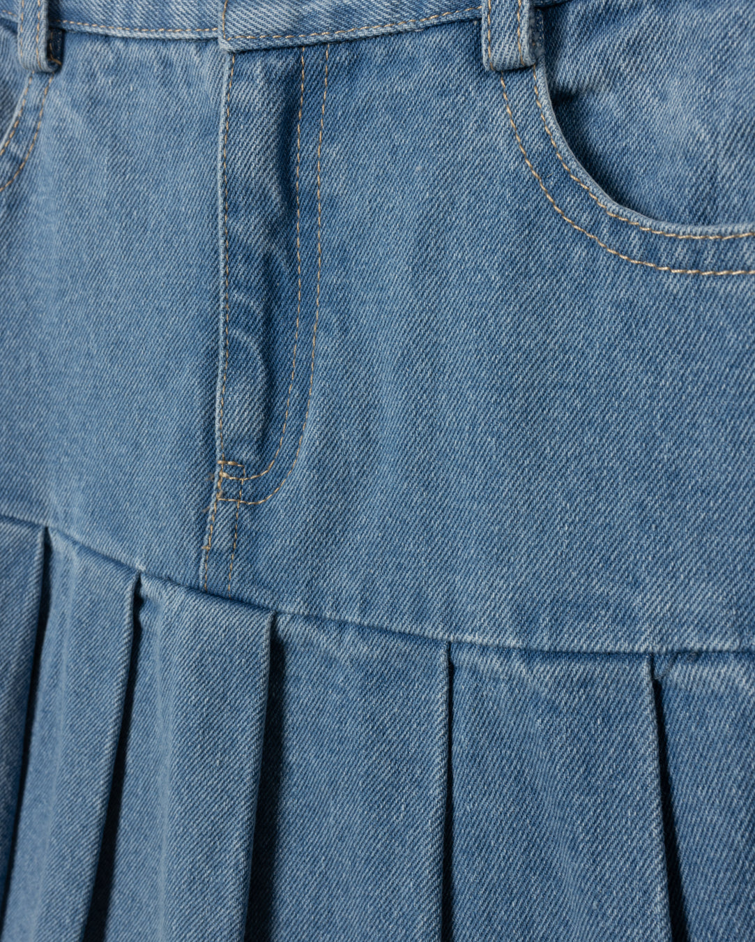 Denim Drop Yolk Pleated Skirt - Junees