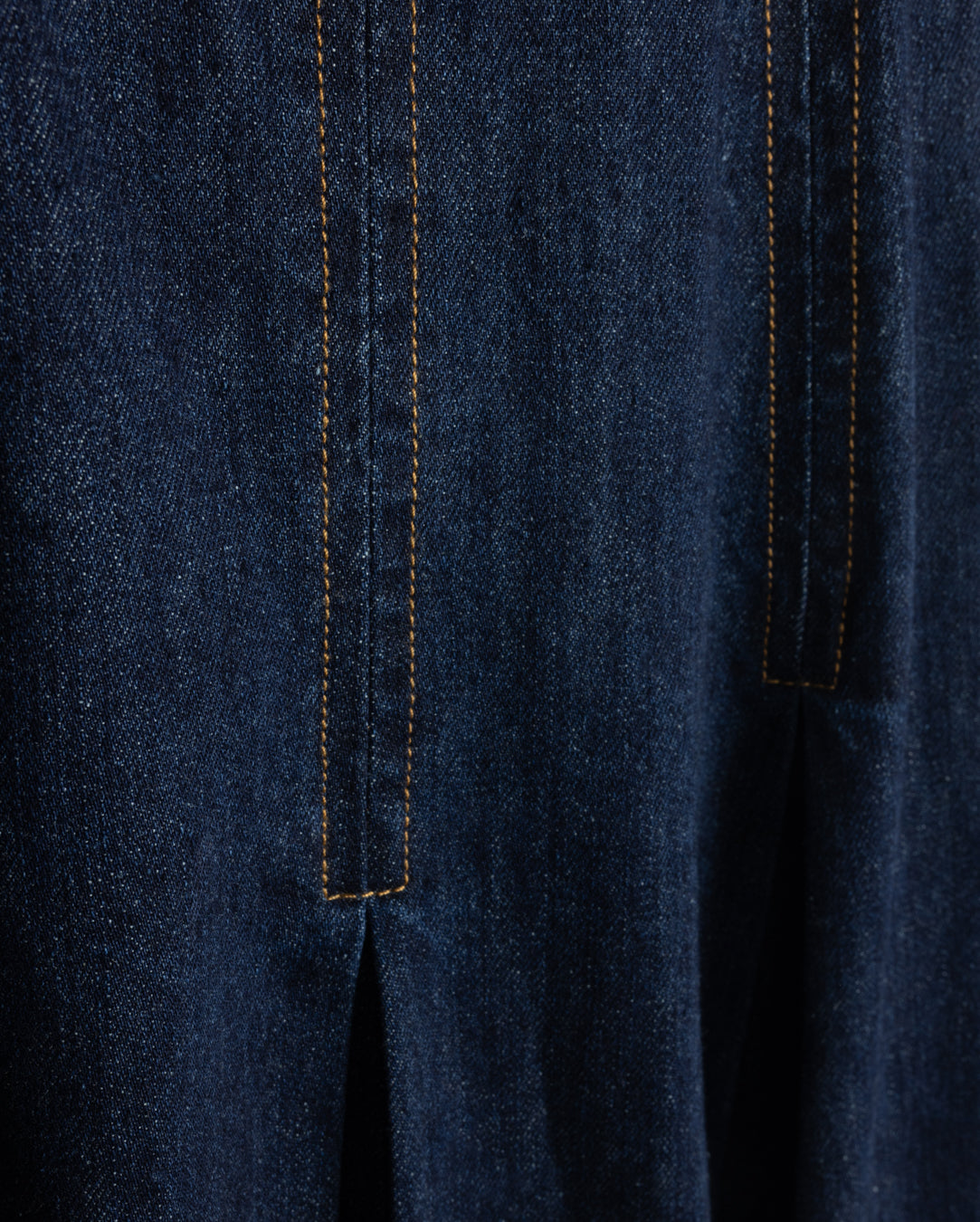 Pleated Dark And Light Denim Midi Skirt