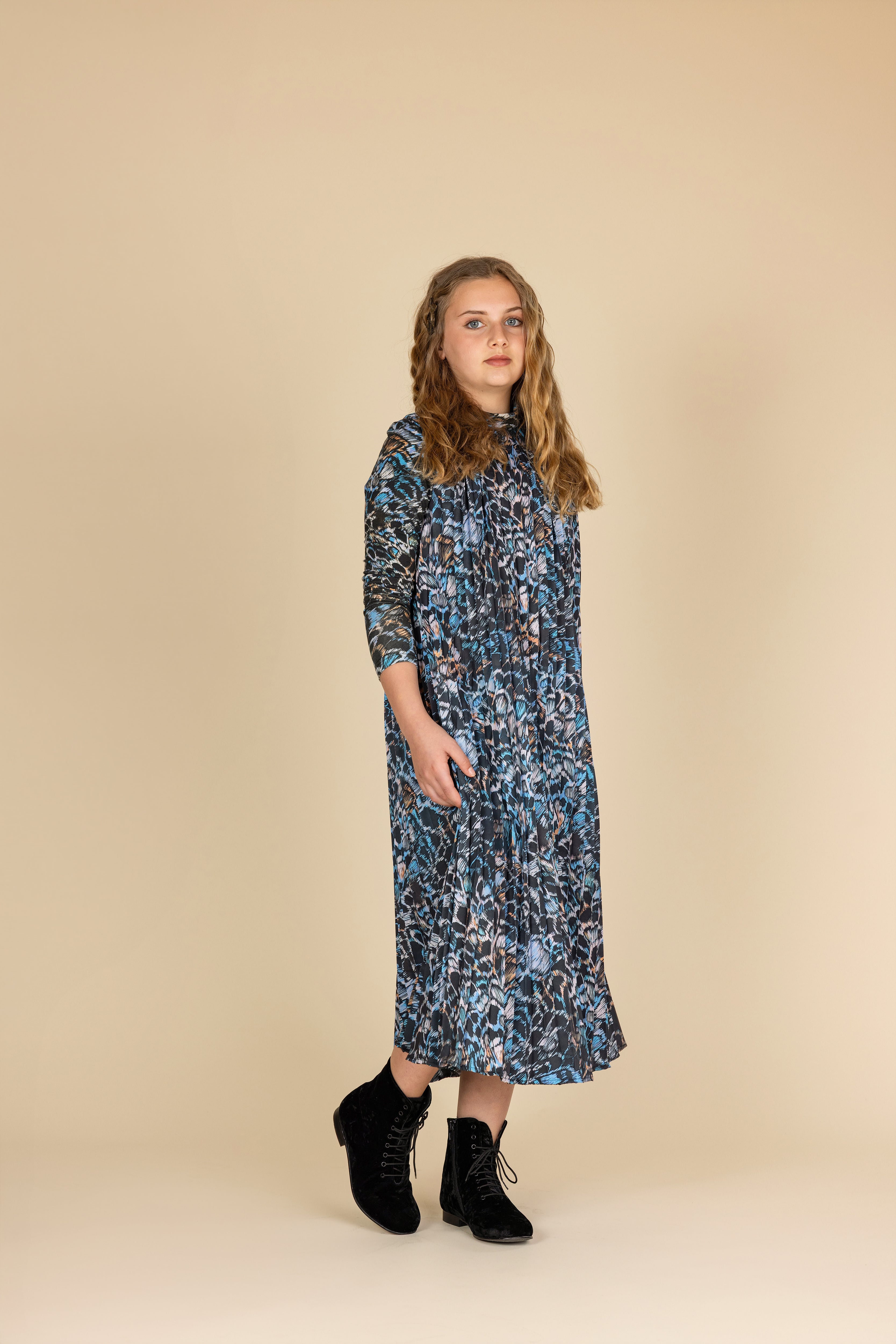 Malo Pleated Printed Mock Neck And Jumper
