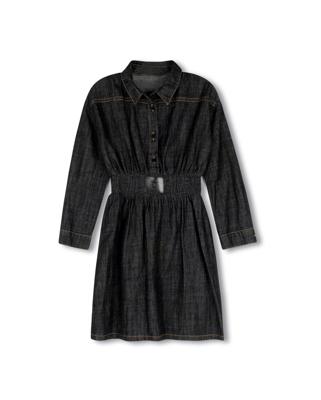Folded Cuff Waisted Denim Dress