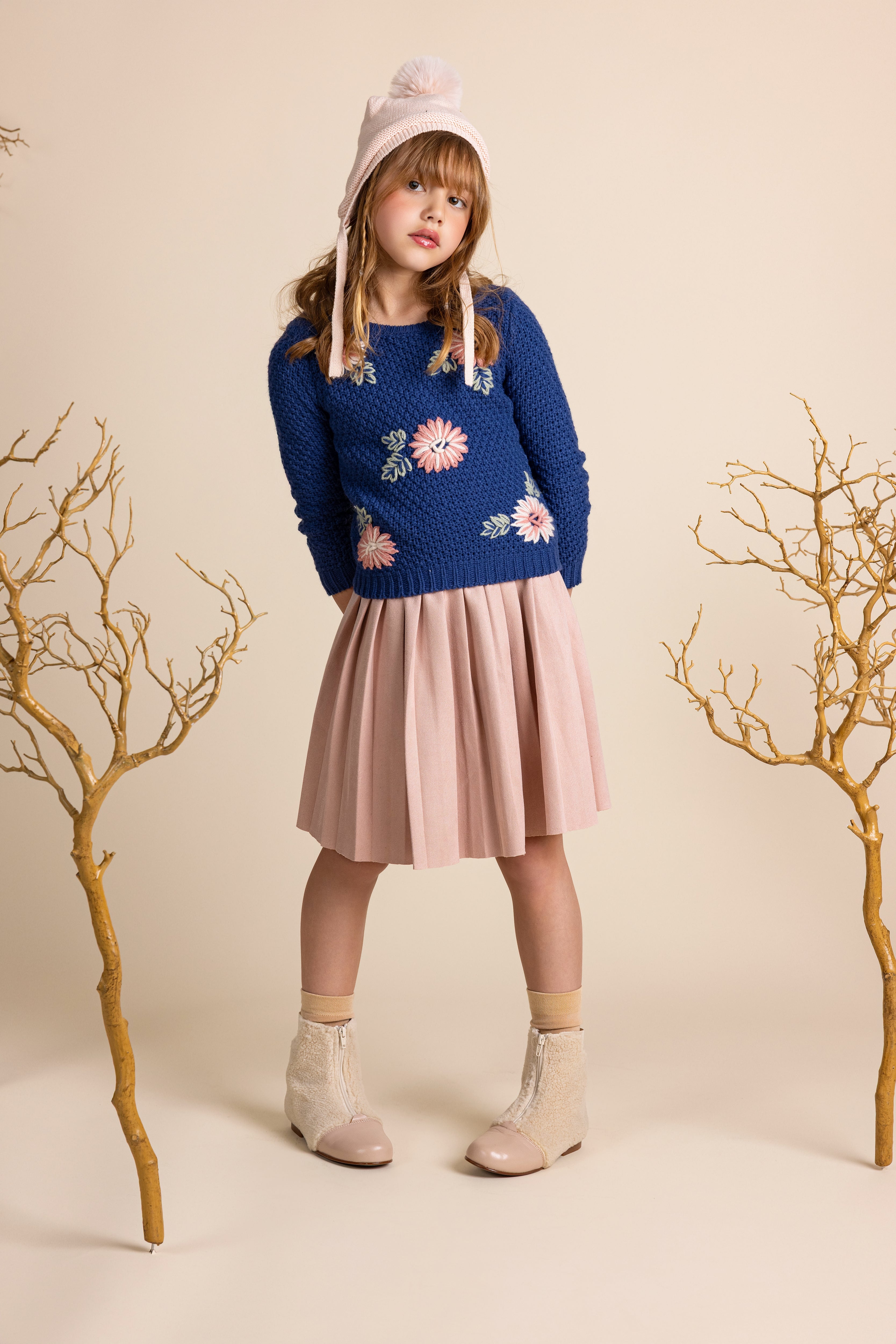 Timber Shimmer Wool Pleated Skirt