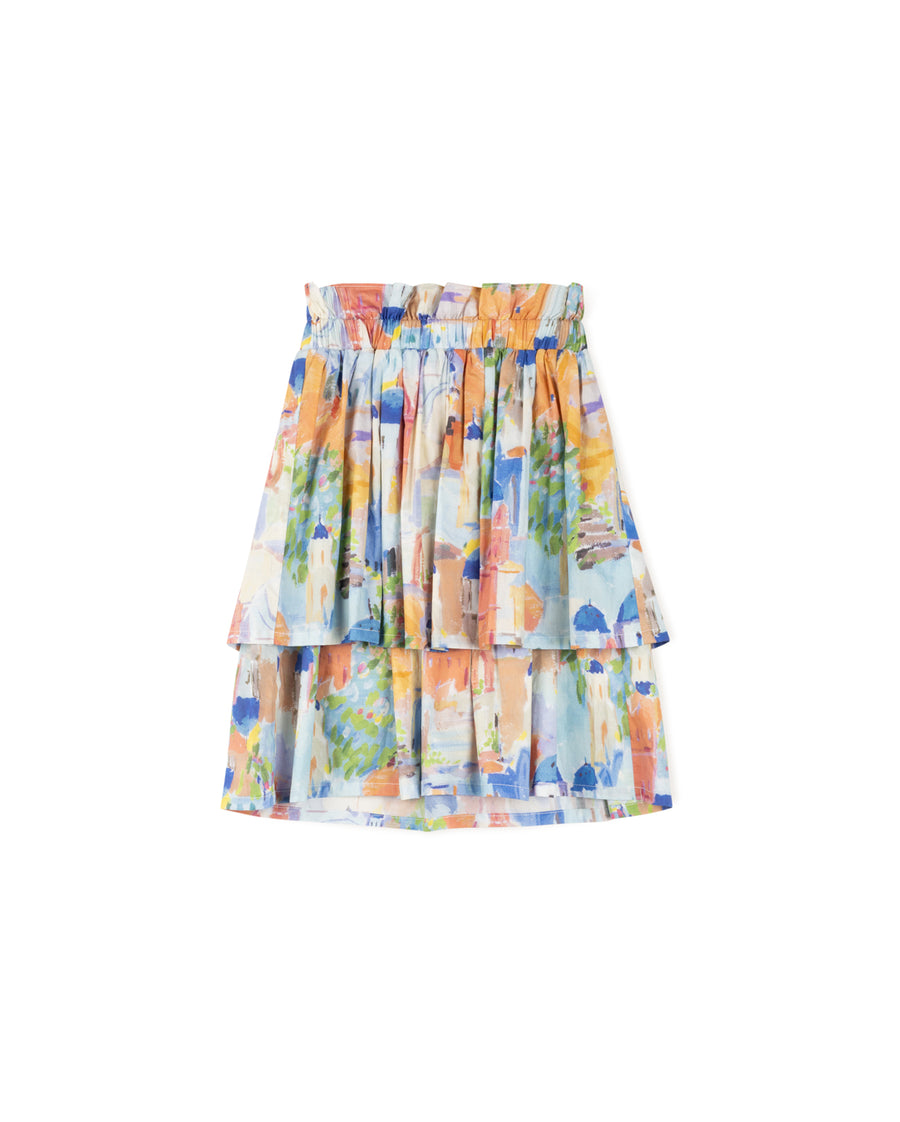 Painted Printed Double Layered Skirt
