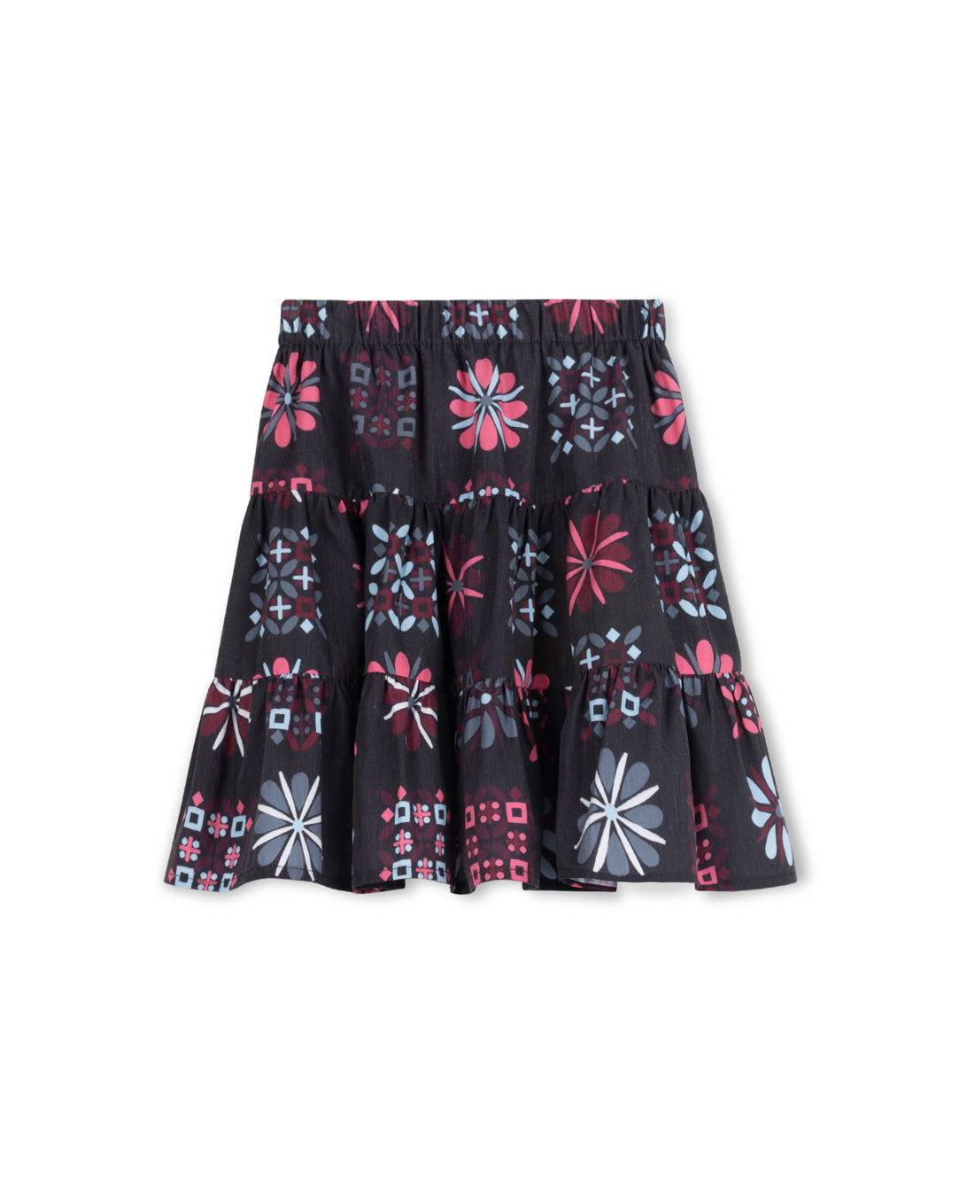 Nicole - Printed Poplin Tiered Skirt