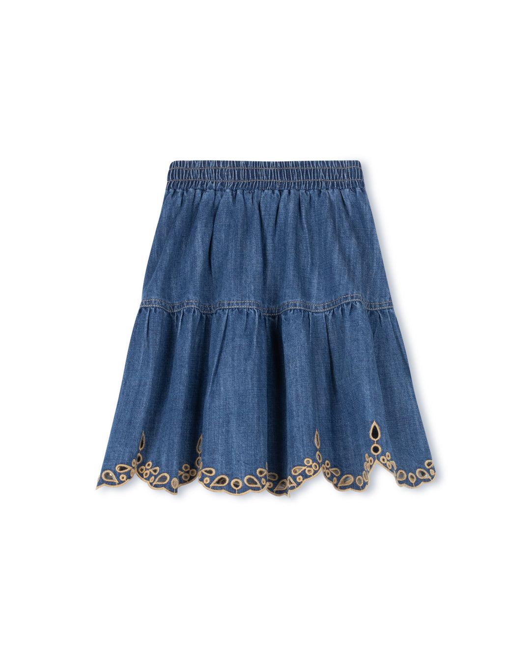 Embroidered Eyelet Denim Skirt