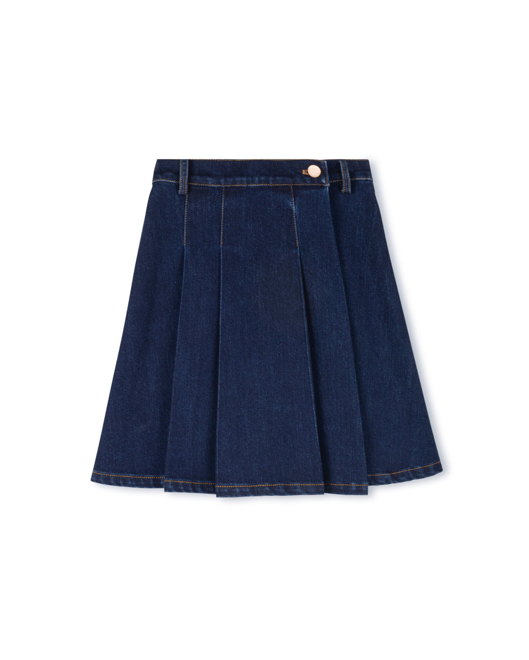 Front Pleat Detail Denim Skirt