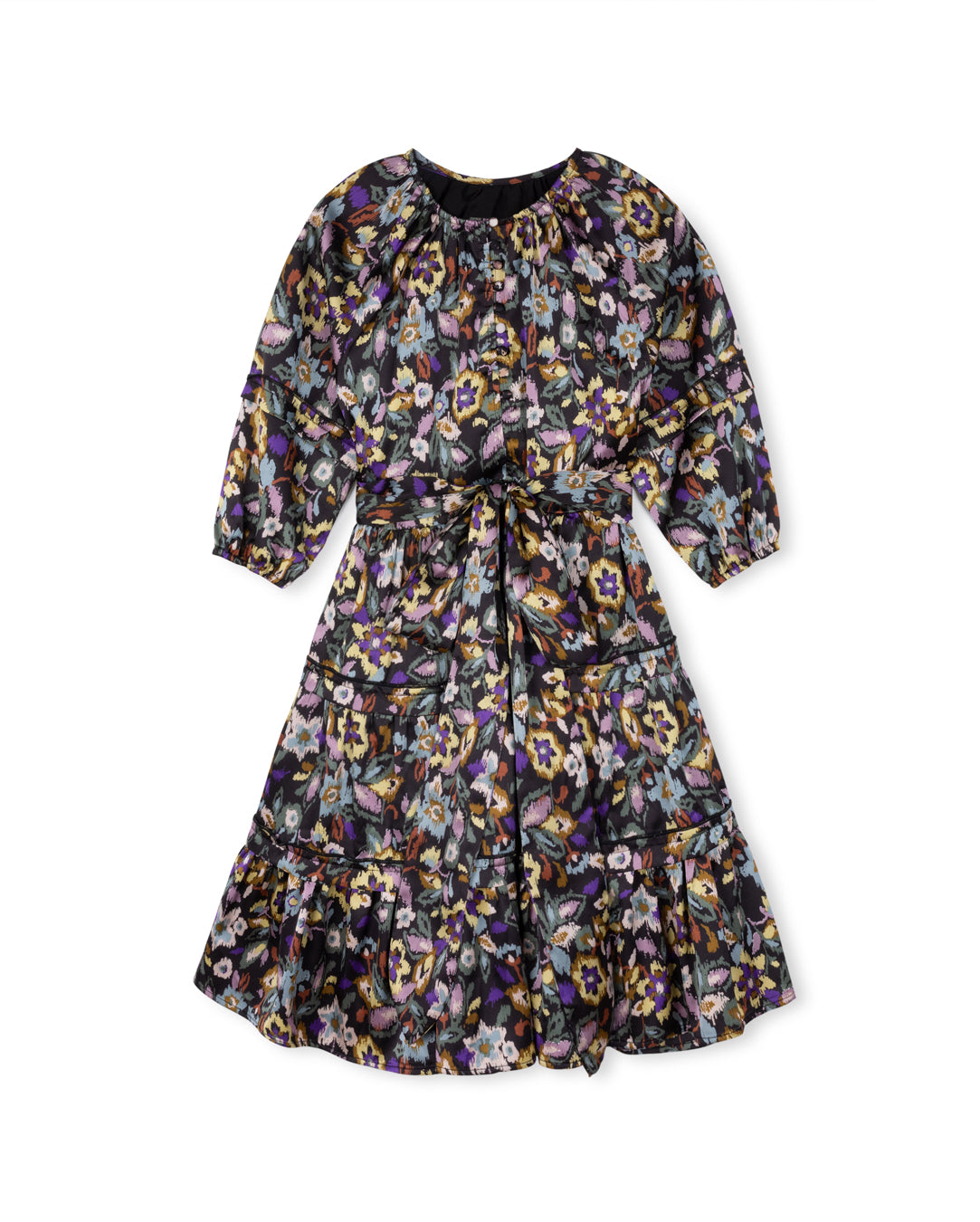 Floral Tiered Silk Dress