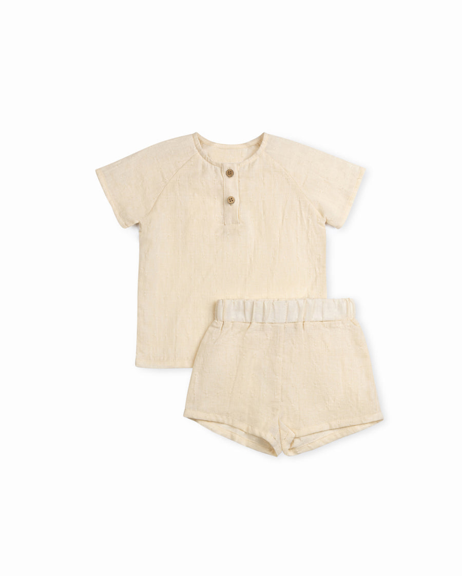 Textured Linen Shirt And Shorts
