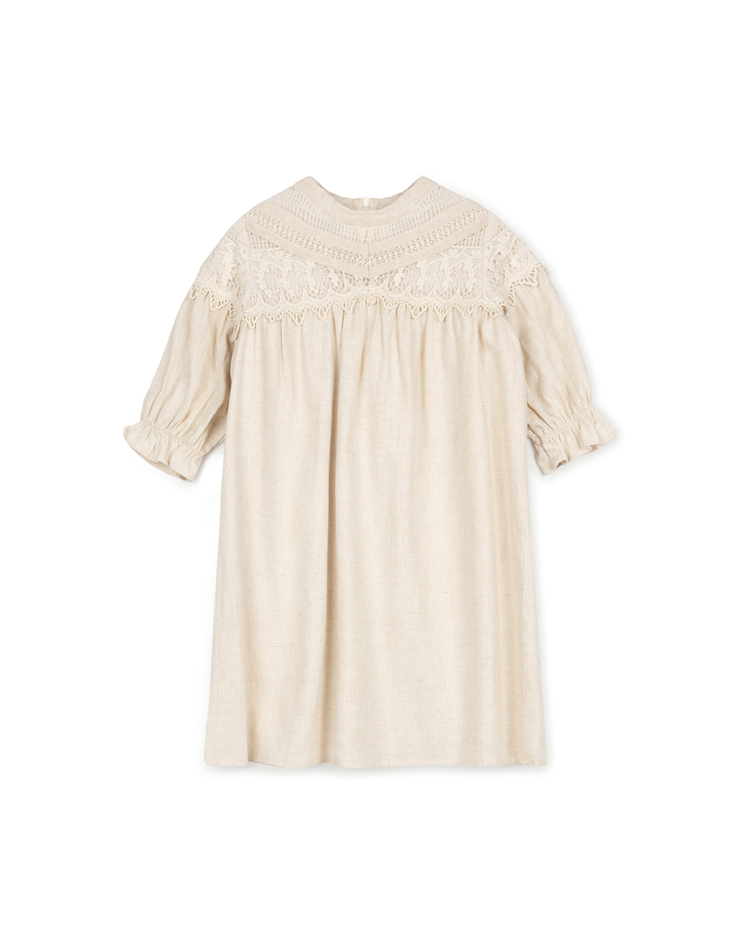 Lace Detailed Linen Swing Dress