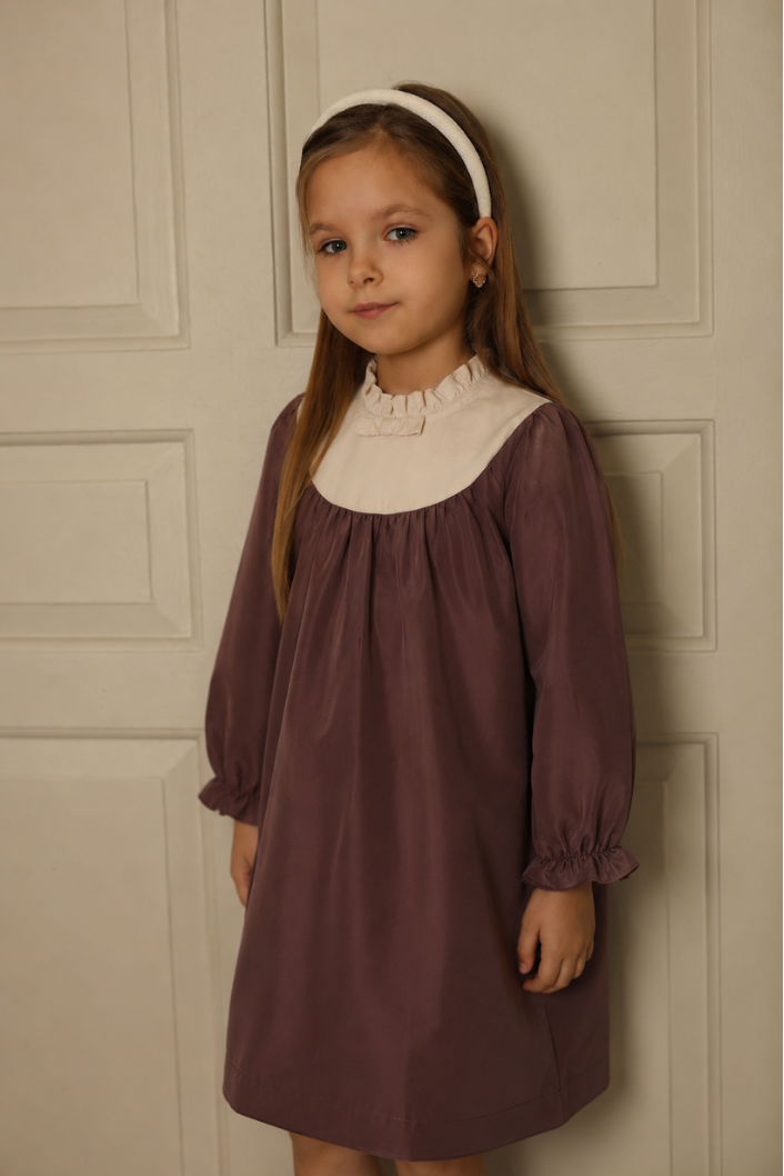 Quilted Neck Taffeta Dress
