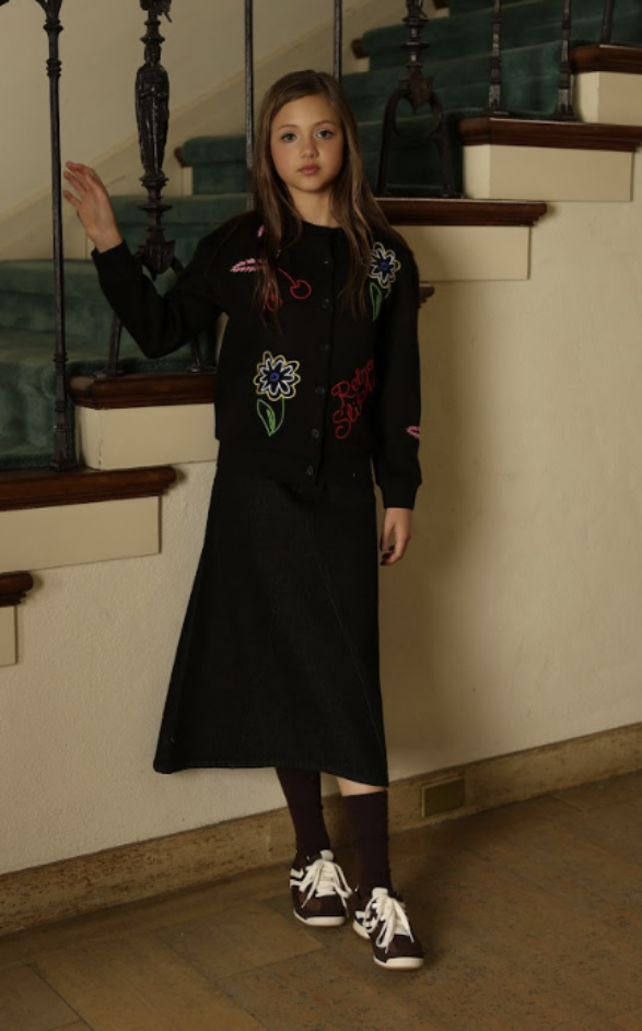 Embroidered Detailed Crewneck Cardigan