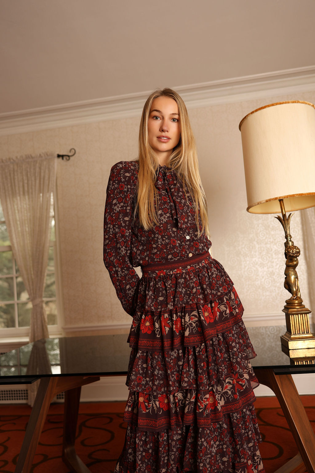 Chelsea Floral Neck Tie Blouse