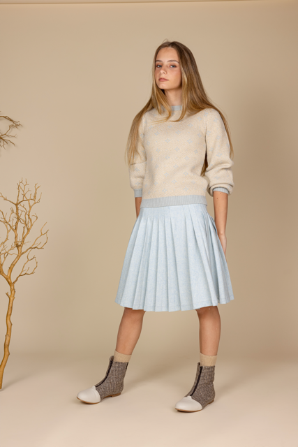 Blason Wool Pleated Skirt