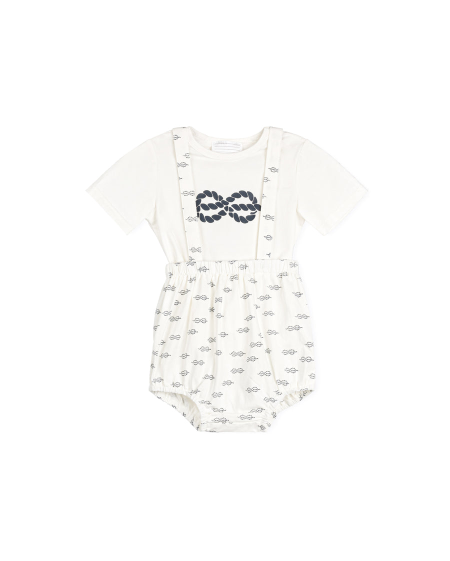 Roven - Bow Printed Tee And Bloomer Set