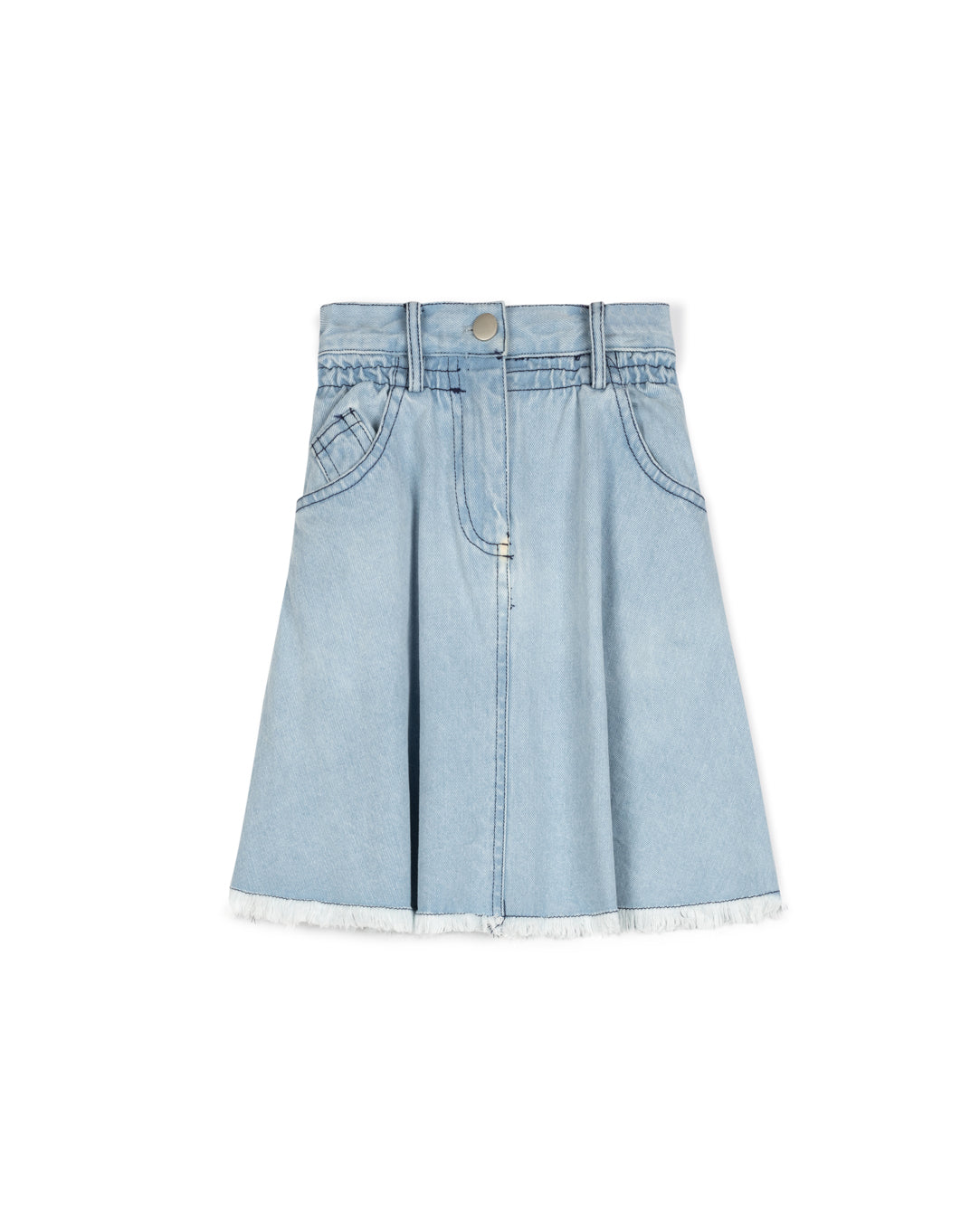 Denim Frayed Hem Circle Skirt