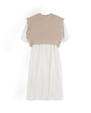 Pleated Dress With Pointelle Vest