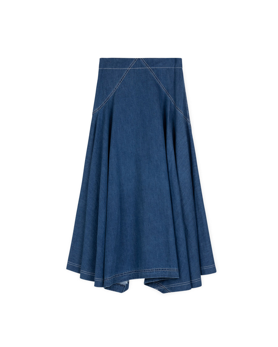 Denim Asymetrical Maxi Skirt
