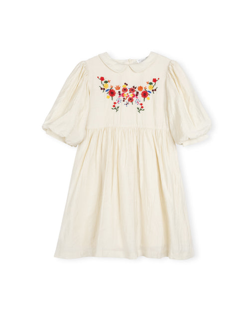 Loron - Floral Embroidery Puff Sleeve Dress