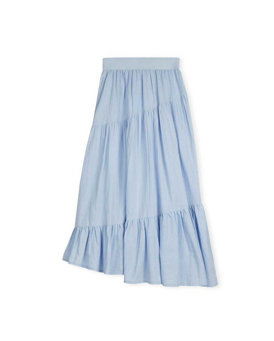 Windowpane Asymmetrical Tiered Skirt