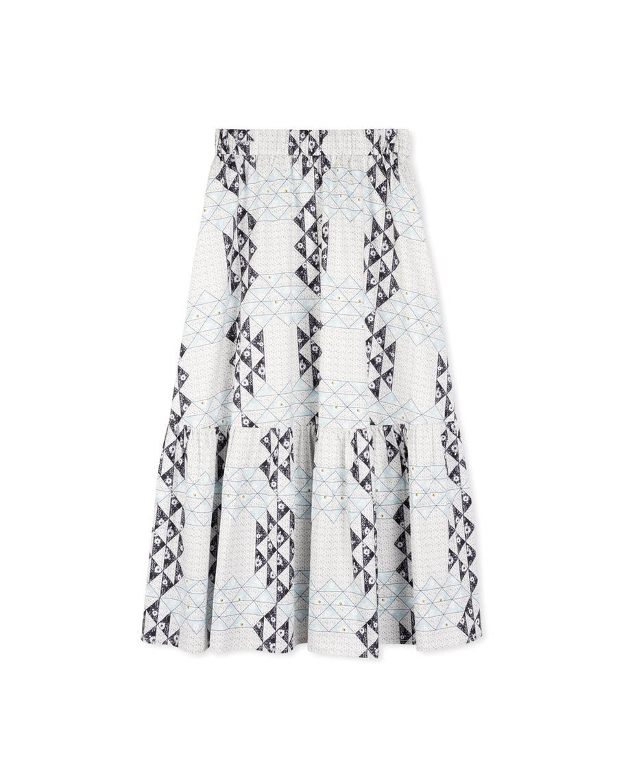 Geometric Floral Printed Midi Skirt