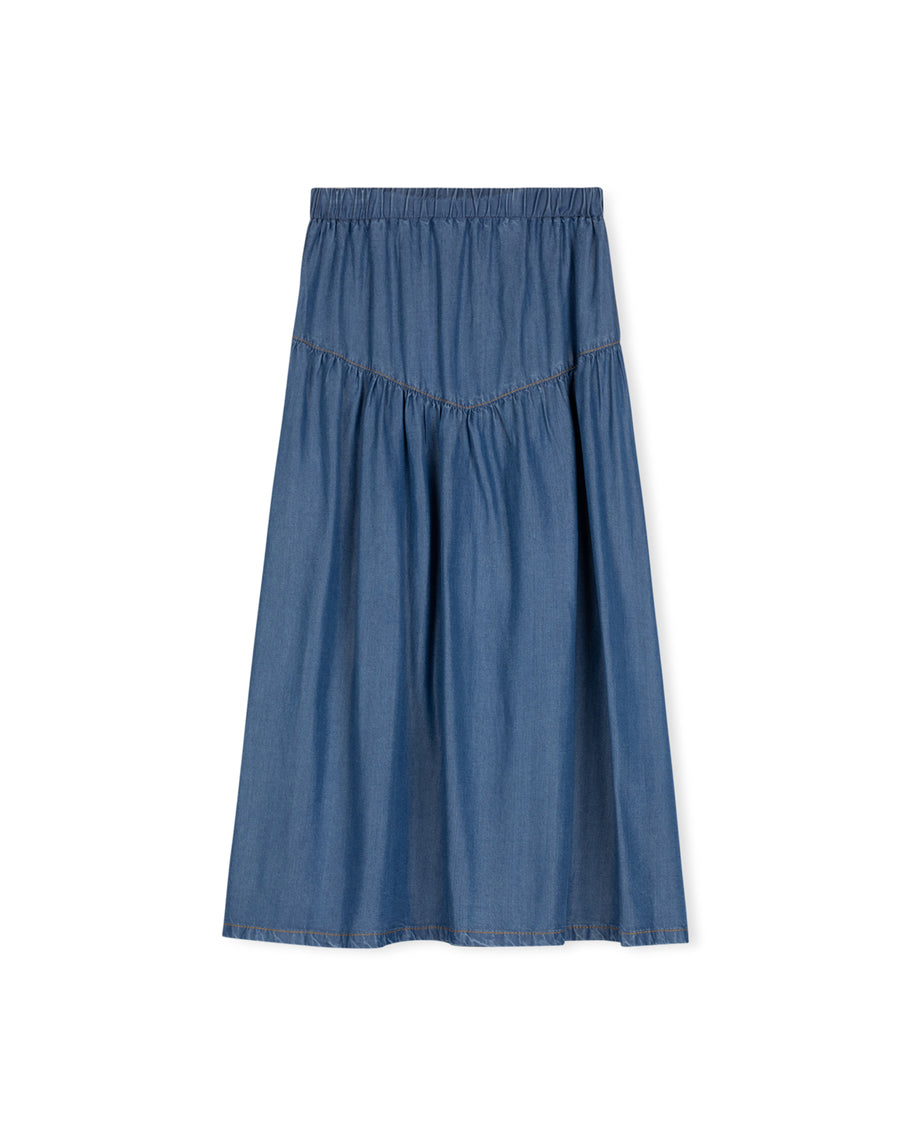 Cedar - Thin Denim V Stitch Maxi Skirt
