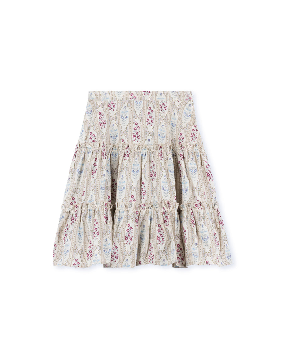 Malden - Floral Striped Tiered Skirt