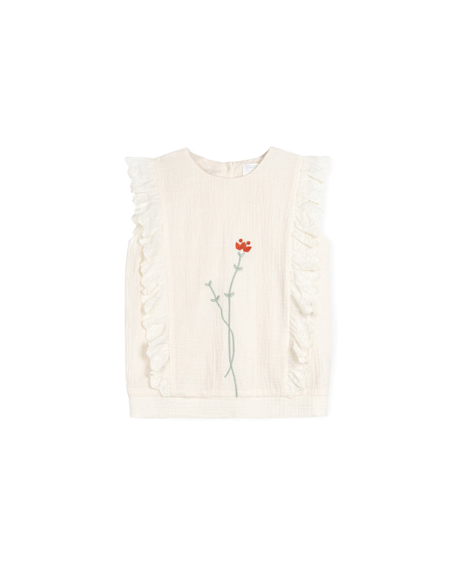 Carol -Gauze Embroidered Flower Vest