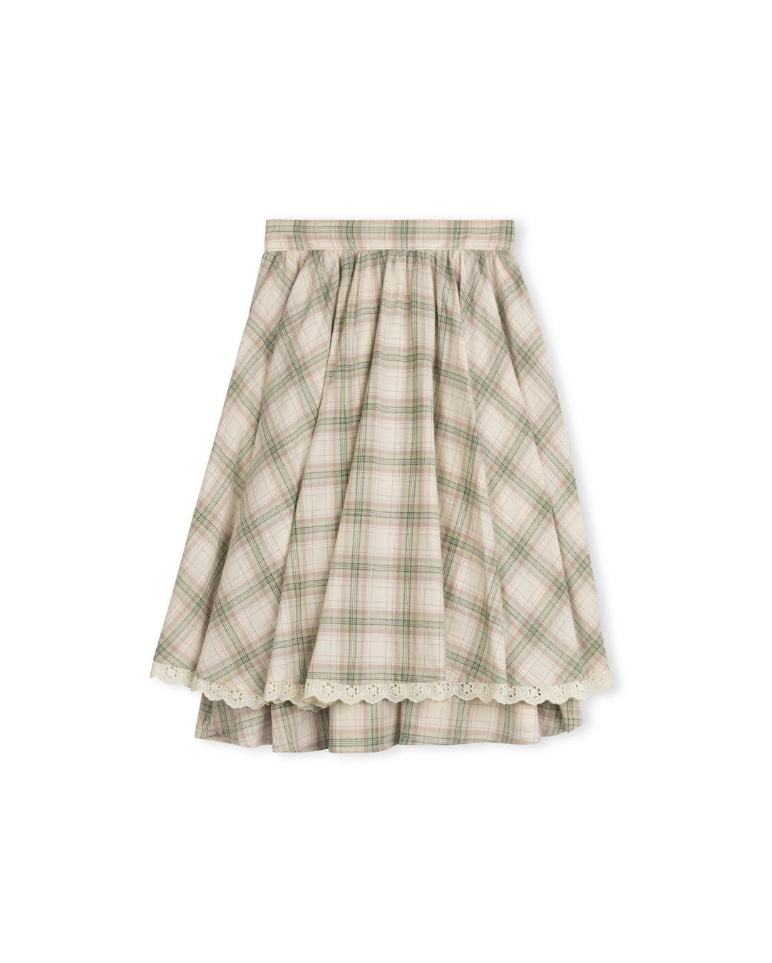 Plaid Lace Trim Skirt