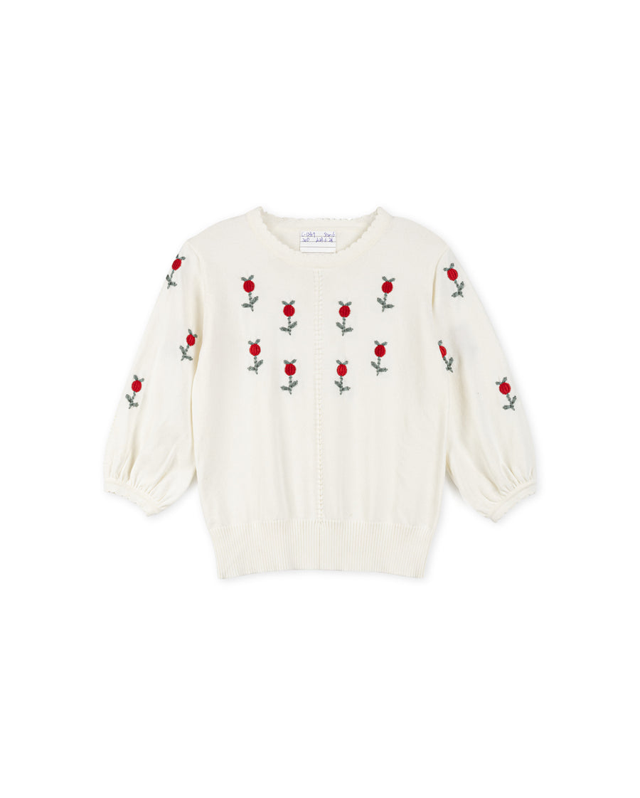 Embroidered Tulip Knit Sweater