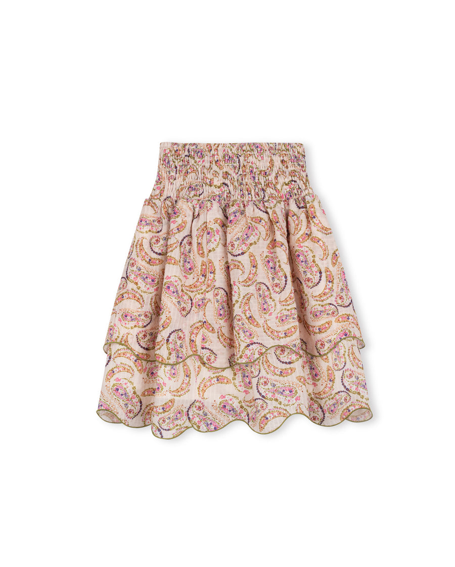 Paisley Print Scallop Trim Skirt