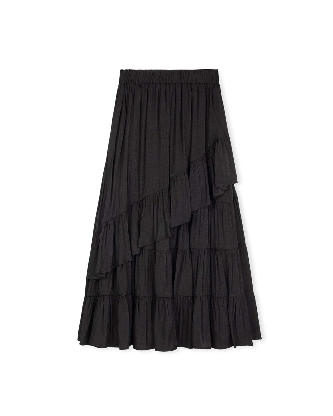 Wrap Tiered Midi Skirt