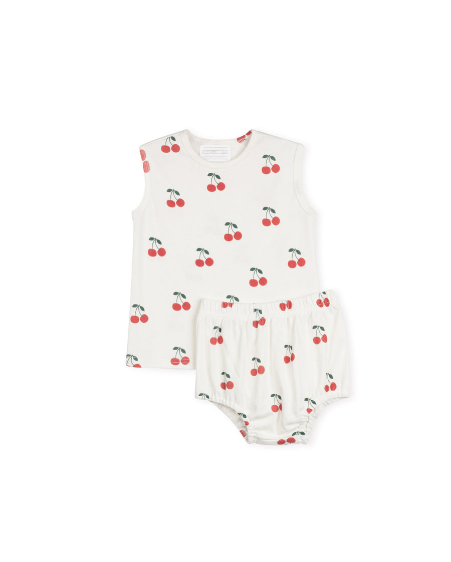 Cub - Cherry Sketch Tee And Bloomer Set