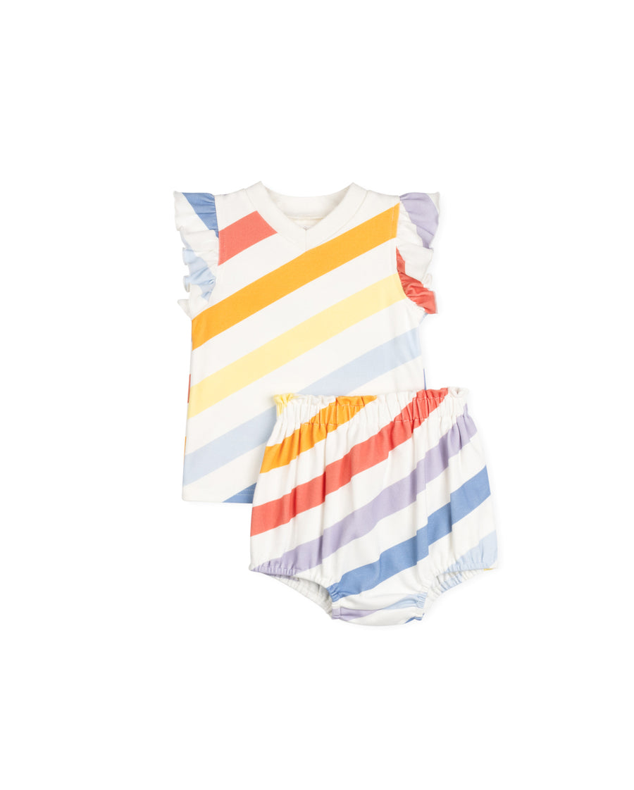 Rainbow Striped T-shirt Tank And Bloomers