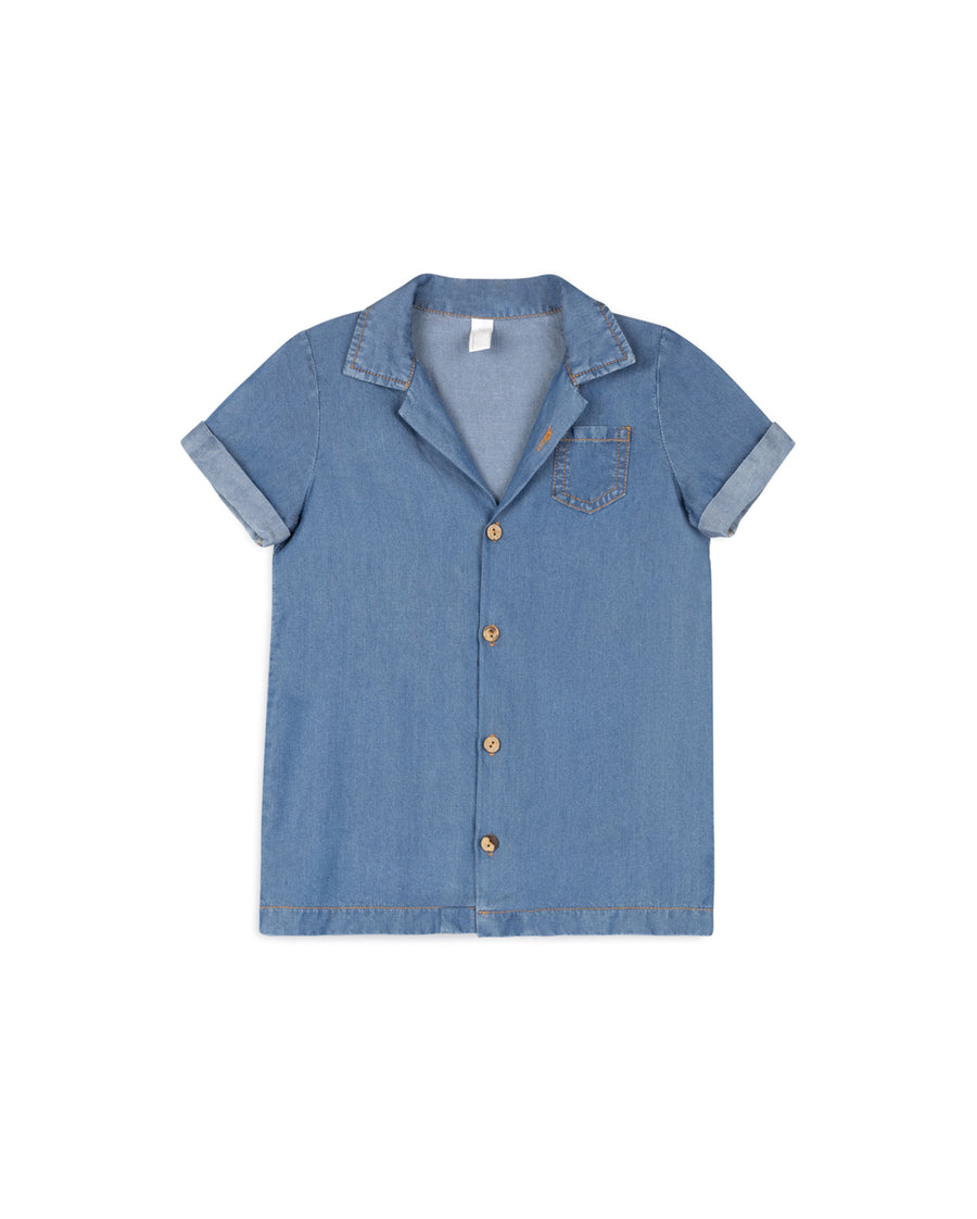 Cedar - Thin Denim Rust Stitching Boys Shirt