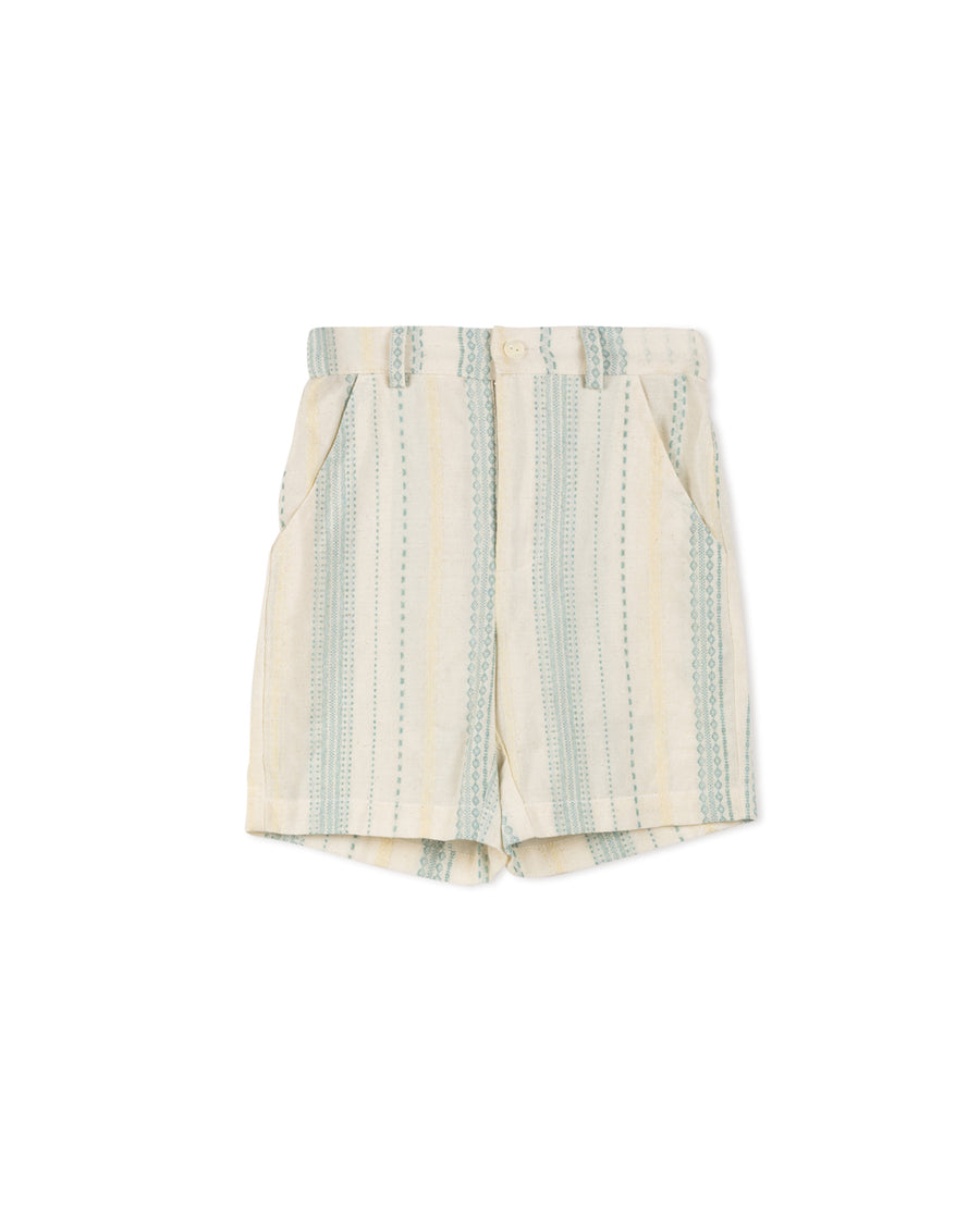 Embroidered Striped Shorts